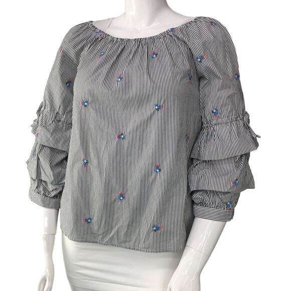 Sanctuary Womens Size M Striped Top Boho Tiered Bell Sleeves 100% Cotton - Picture 1 of 15